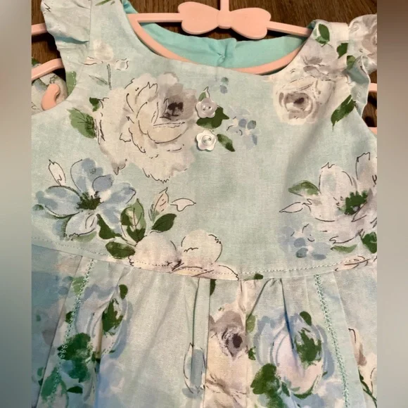 Sister matching set sewn with love,  12 month romper & 3T dress - Picture 6 of 16